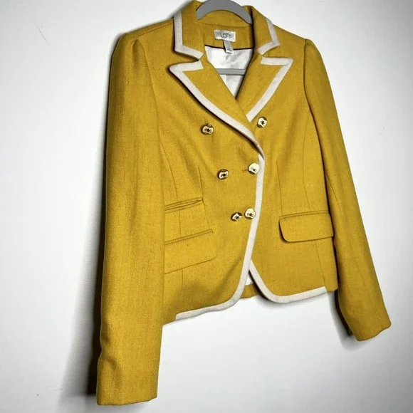 Ann Taylor Loft Yellow Blazer Women’s 6 Y2K Clueless - Picture 2 of 15